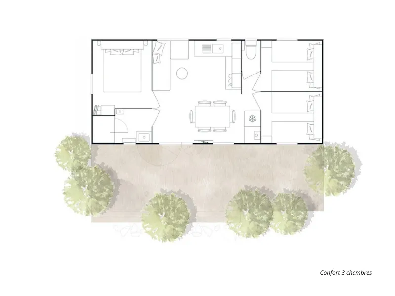 Mobil-Home Confort 35M² 3 Chambres (Option Clim)