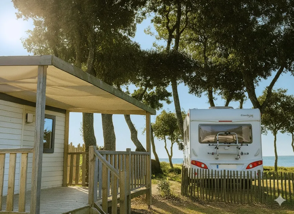 Location - Mobil Home Solo 20M² 1 Chambre Apercu Mer - Camping Eleovic