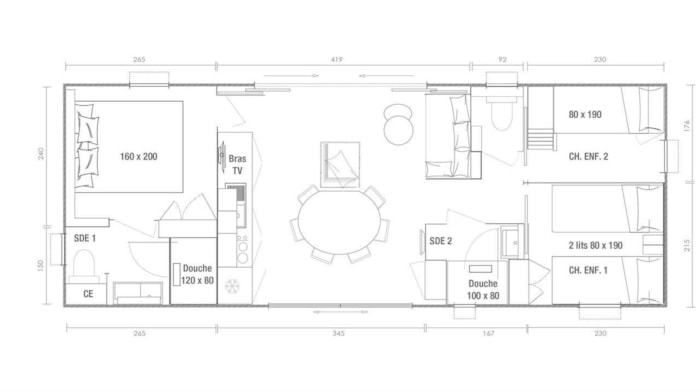 Mobil-Home Paradisus Living 3 Chambres - 40M² - Avec Tv