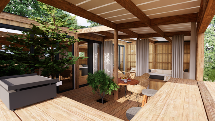 Cabane Spa Premium 33M² (2 Chambres) + Terrasse Couverte  + Tv + Lv + Plancha + Draps + Serviettes
