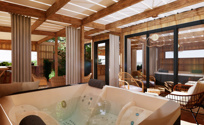 Cabane Spa Premium 33M² (2 Chambres) + Terrasse Couverte  + Tv + Lv + Plancha + Draps + Serviettes