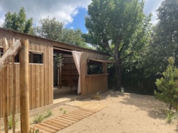 Location - Cabane Spa Premium 33M² (2 Chambres) + Terrasse Couverte  + Tv + Lv + Plancha + Draps + Serviettes - Flower Camping Le Petit Paris