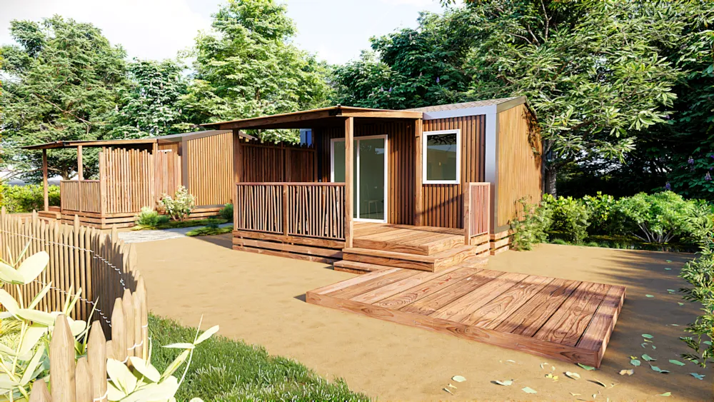 Cottage Premium 18M² - 1 Zimmer +Überdachte Terrasse + Lv + Tv + Mit Bettwäsche + Badehand