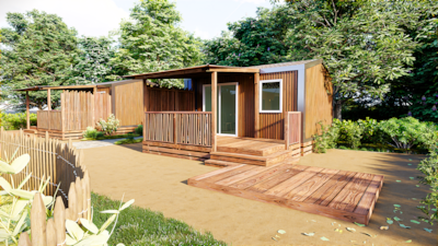 Cottage Premium 18m² - 1 bedroom + covered terrace +DW + TV + Bed linen + towels
