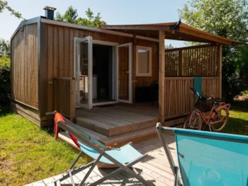 Huuraccommodatie(s) - Cottage Premium 18M² - 1 Kamer + Overdekt Terras + Lv + Tv + Met Lakens + Baddoek - Flower Camping Le Petit Paris