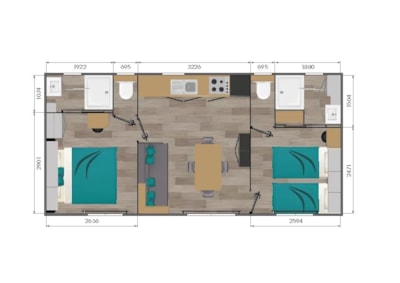 Mobile home 2 bedrooms 2 bathrooms PREMIUM 4 people (+ 2 possible extra beds)