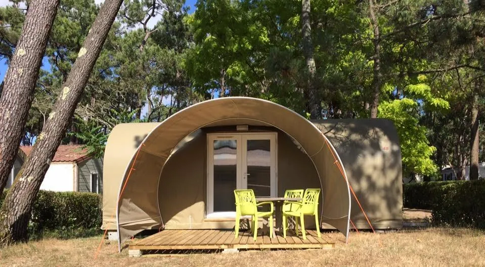 Accommodation - Tent Lodge Coco Sweet 2Bd - Without Sanitary | Glamping - 16M² Covered Terrace - Without Tv - Flower Camping Les Biches