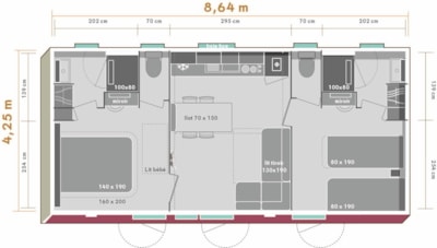Mobile home Premium+ 2bd 2 BATHR | PREMIUM-33m²-A/C-TV-DW-SPA-Linens-Free Wifi-covered Terrace