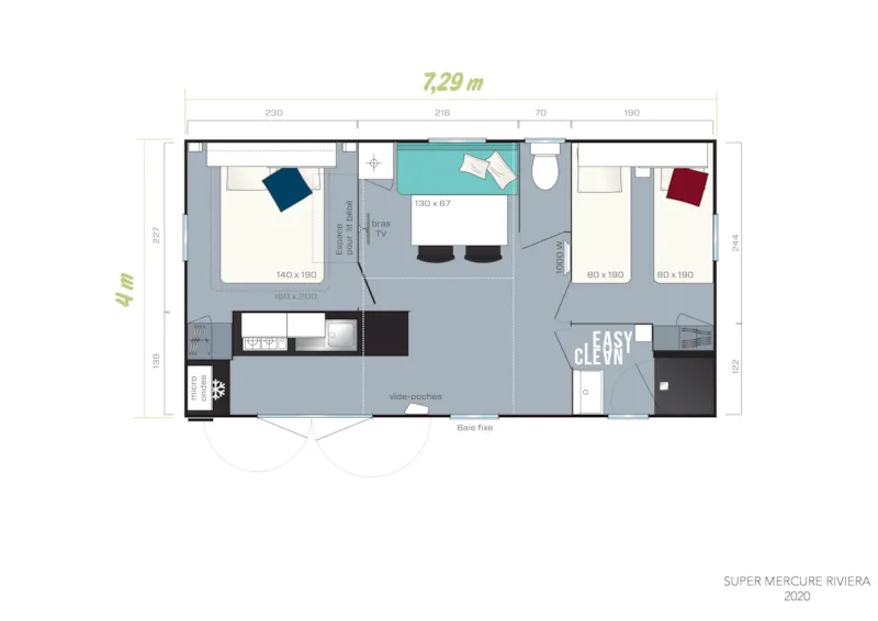 Mobil-Home Family 2Ch | Premium-28M²-Clim-Tv-Lv-Plancha-Wifi Gratuit-Terrasse Xxl Couverte