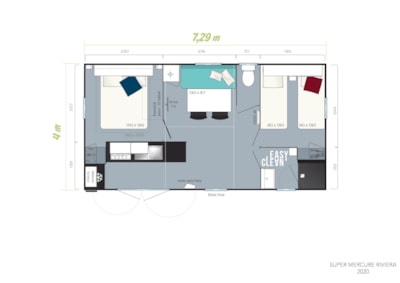 Mobil-home Family 2ch | PREMIUM-28m²-A/C-TV-DW-Plancha-Free wifi-XXL covered Terrace-Roselune