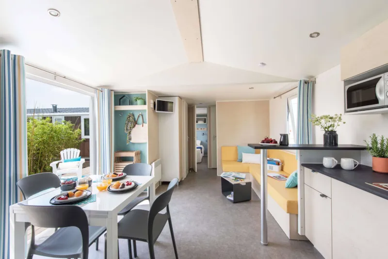 Mobil-Home Family 4Ch | Premium - 38M²-Clim-Tv-Lv-Plancha-Wifi Gratuit-Terrasse Xxl Couverte