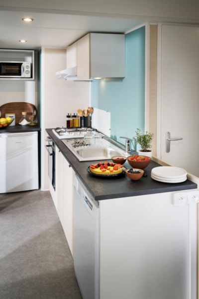 Mobil-home Family 2ch | PREMIUM-28m²-A/C-TV-DW-Plancha-Free wifi-XXL covered Terrace-Roselune