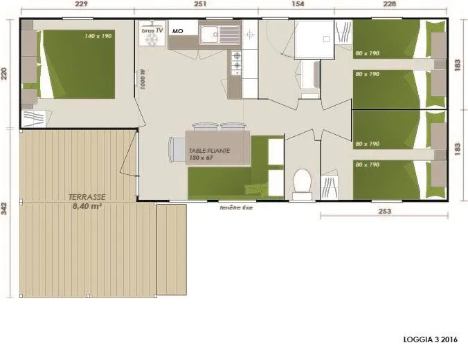 Mobil-Home Family 3Ch | Premium-30M²-Clim-Tv-Lv-Plancha-Wifi Gratuit-Terrasse Xxl Couverte