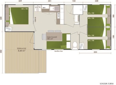Mobile home Family 3bd | PREMIUM-30m²-A/C-TV-DW-Plancha-Free wifi-XXL covered Terrace-Roselune