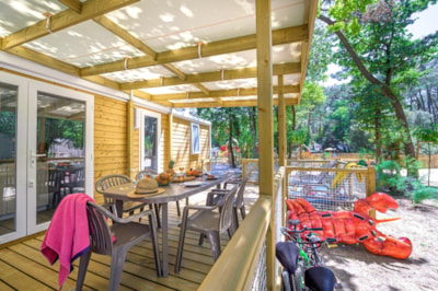 Mobil-home Family 2ch | PREMIUM-28m²-A/C-TV-DW-Plancha-Free wifi-XXL covered Terrace-Roselune