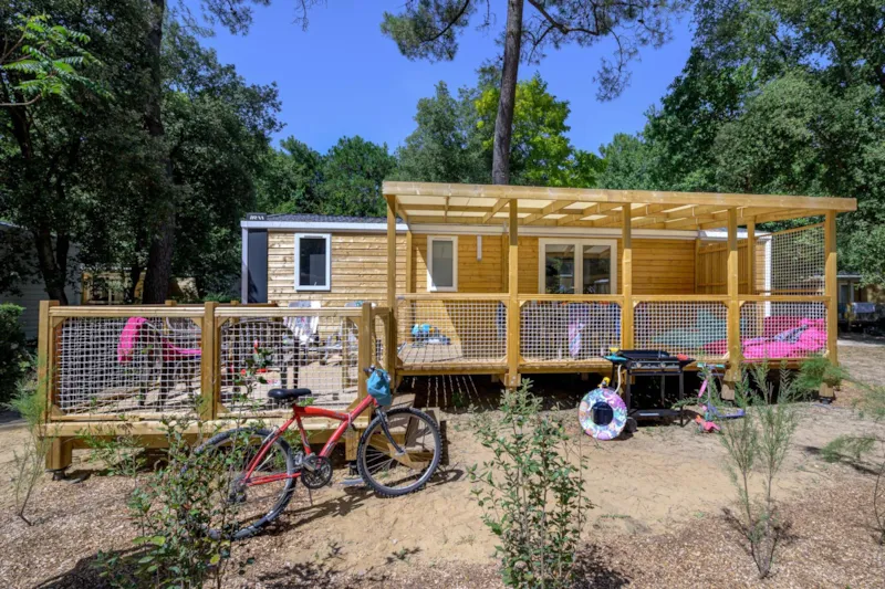 Mobil-Home Family 4Ch | Premium - 38M²-Clim-Tv-Lv-Plancha-Wifi Gratuit-Terrasse Xxl Couverte