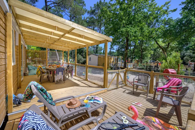 Mobil-Home Family 4Ch | Premium - 38M²-Clim-Tv-Lv-Plancha-Wifi Gratuit-Terrasse Xxl Couverte