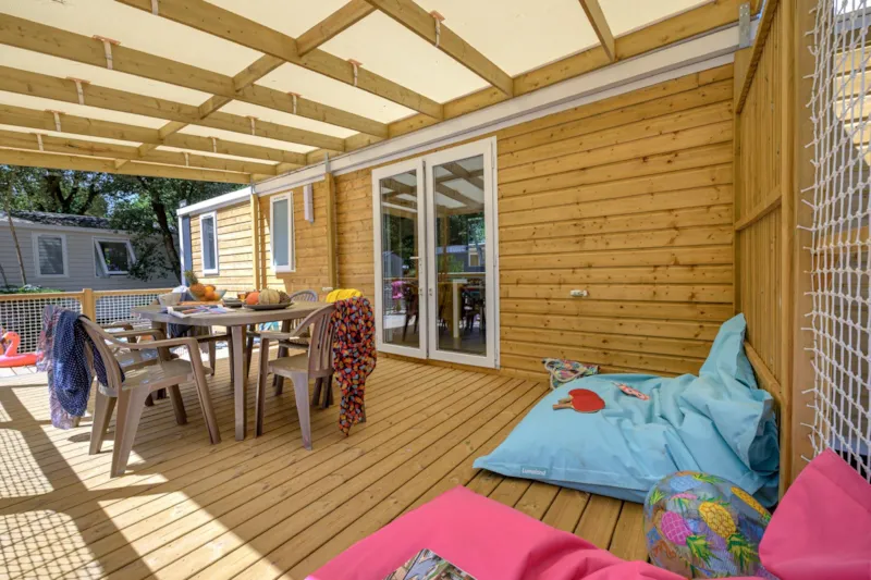 Mobil-Home Family 4Ch | Premium - 38M²-Clim-Tv-Lv-Plancha-Wifi Gratuit-Terrasse Xxl Couverte