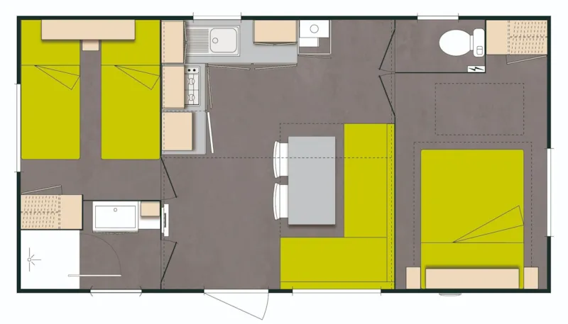 Mobil-Home Confort Tv 2Ch | Confort - 26M² - Terrasse Couverte - Tv - Plancha