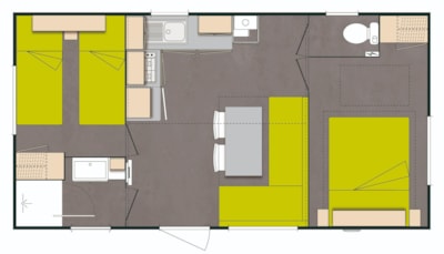 Mobile home Confort TV 2bd | COMFORT - 26m² - covered terrace - TV - plancha