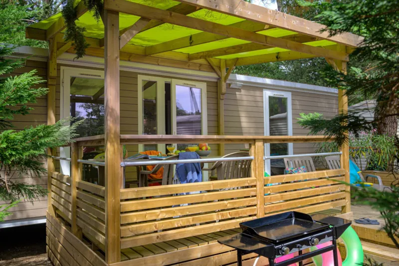 Mobil-Home Premium+ 2Ch 2 Sdb | Premium-33M²-Clim-Tv-Lv-Spa-Draps-Wifi Gratuit-Terrasse Couverte