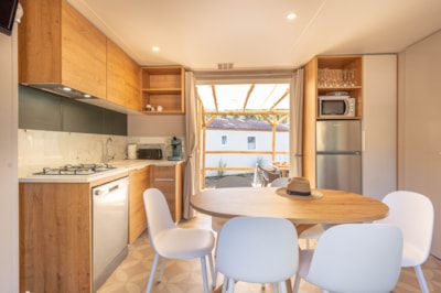 Mobile home Garden 3 bd | PREMIUM-33m²-A/C-TV-DW-Plancha-Bath-Free wifi-covered Terrace