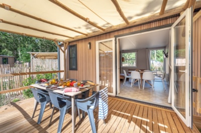 Mobile home Garden 3 bd | PREMIUM-33m²-A/C-TV-DW-Plancha-Bath-Free wifi-covered Terrace