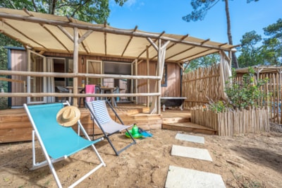 Mobile home Garden 3 bd | PREMIUM-33m²-A/C-TV-DW-Plancha-Bath-Free wifi-covered Terrace