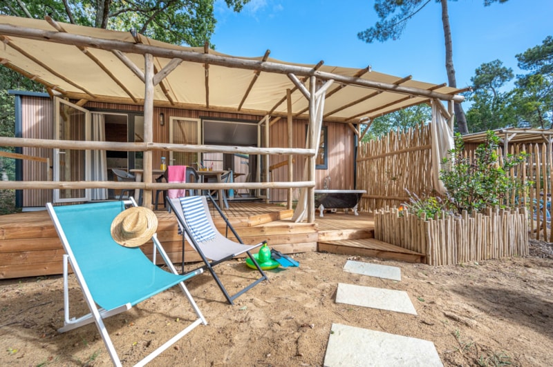 Stacaravan Garden 3sk | PREMIUM - 33m²- overdekt terras - TV - vaatwasser - plancha - bad 6 pers.