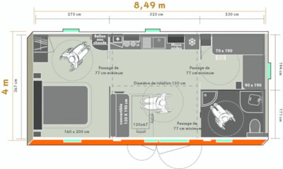 Mobile home Life 2bd | PREMIUM-32m²-PRM-A/C-TV-DW-Plancha-Free wifi-Covered terrace
