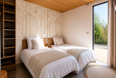 Cocoon 2-Bedroom, 2-Bathroom Mobile Home | PREMIUM+ - 33 m² - Spa - Air Conditioning - TV - Dishwasher - Griddle - Covered Terrace - 7-Day Travel Package