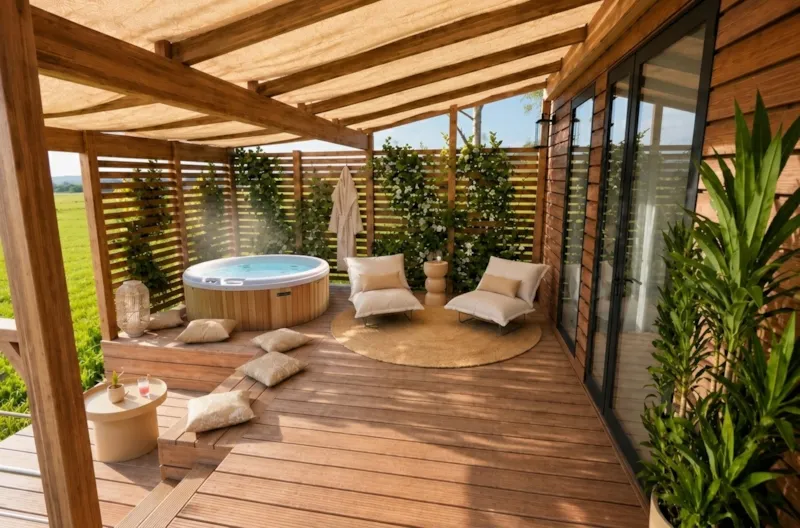 Mobil-Home Cocoon 2Ch 2 Sdb | Premium+ -33M²- Spa-Clim-Tv-Lv-Plancha-Terrasse Couv.-Pack Travel 7J