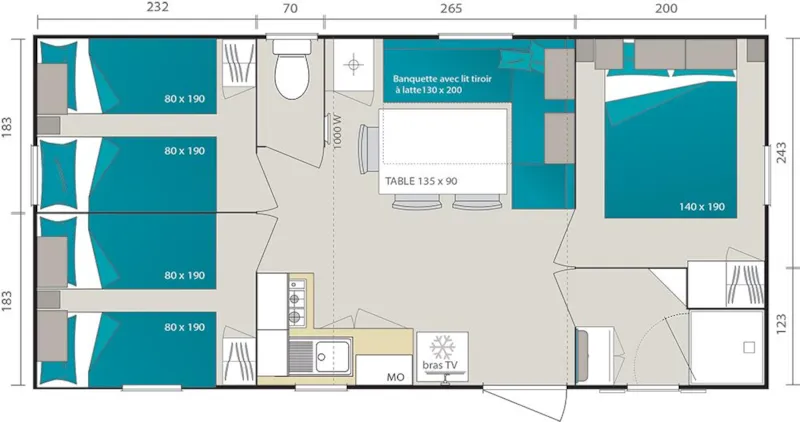 Mobil-Home Super Titania - 28,3M² - 3 Chambres