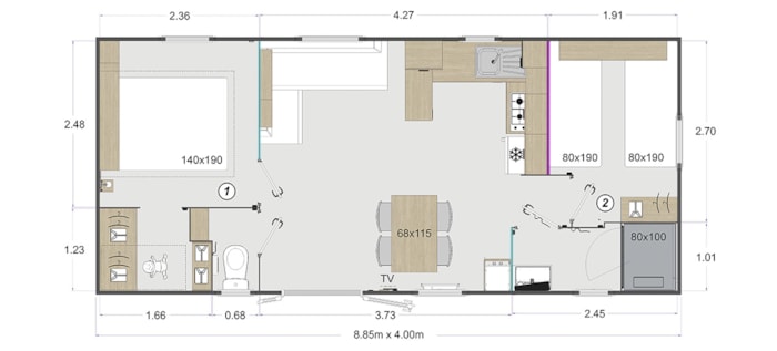 Mobilhome 2 Chambres Grand Confort - 34M²