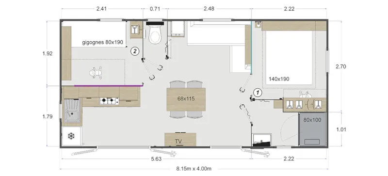 Mobil Home 2 Chambres Confort- 30M² *