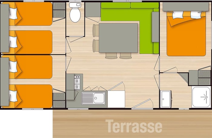 Mobil Home Places Grand Confort 3 Chambres Avec Terrasse Bois + Tv