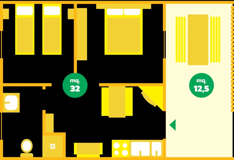 Bungalow 'Mimosa' - 32M² - 2 Chambres