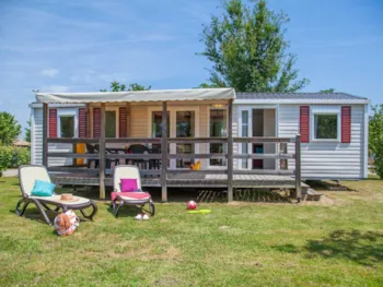 Mietunterkunft - Mobilheim Comfort 40M²|3 Schlafzimmer |Klimaanlage|Tv|Terrasse Balkon - Camping Marvilla Parks - Château de Fonrives