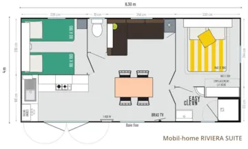 Accommodation - Mobile Home Riviera Suite 33M² - 2 Bedroom / Half-Covered Terrace 15M² - Domaine naturiste de Chaudeau