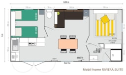 Location - Mobilhome Riviera Suite 33M² - 2 Chambres / Terrasse Semi-Couverte 15M² - Domaine naturiste de Chaudeau