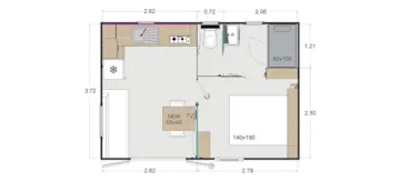 Accommodation - Mobile Home Lodge 22.2 M² - 1 Bedroom / Half-Covered Terrace 15 M² - Domaine naturiste de Chaudeau