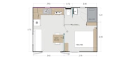Location - Mobil-Home Lodge 22.2 M² - 1 Chambre / Terrasse Semi-Couverte 15 M² - Domaine naturiste de Chaudeau