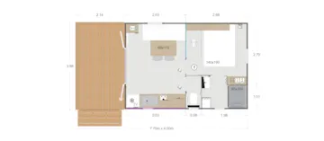 Accommodation - Mobile Home Lodgia 22.2M² - 1 Bedroom / Covered Terrace 9M² - Domaine naturiste de Chaudeau