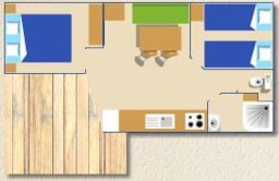 Huuraccommodatie(s) - Stacaravan Cottage Confort+ 25M² (2 Kamers) Zaterdag - Camping Le Fontarache
