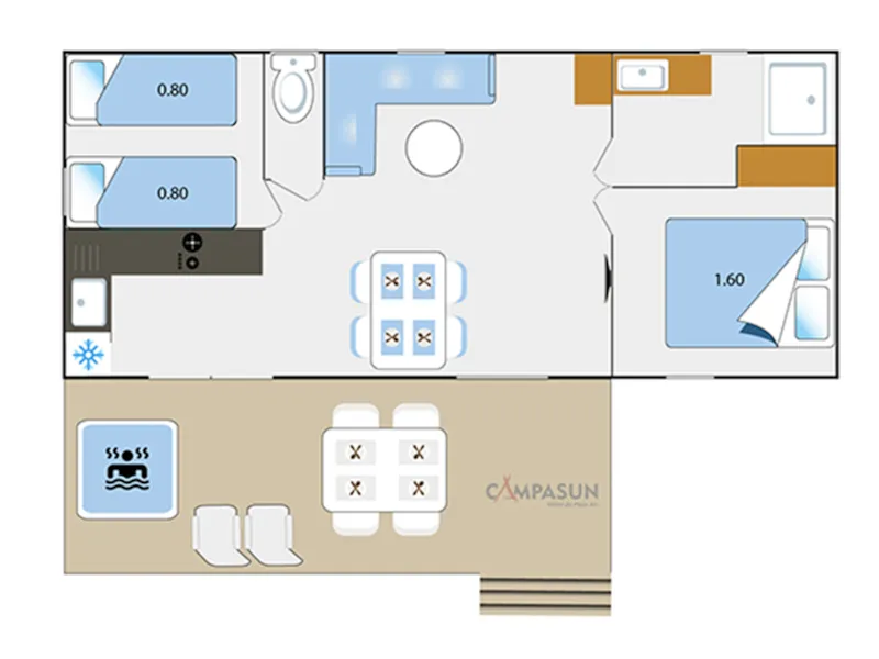 Mobil Home Sillans Jacuzzi Privé - 32M²  - 2 Chambres - Lave-Vaisselle + Tv + A/C