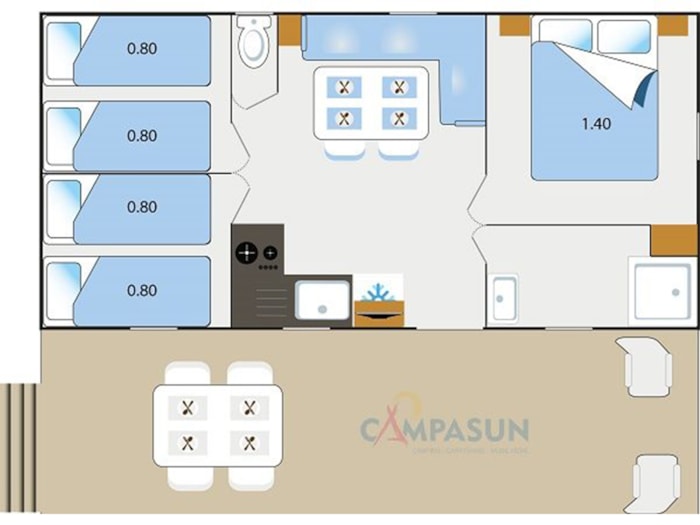 Mobil Home Aups - 28M² - 3 Chambres + Tv + A/C