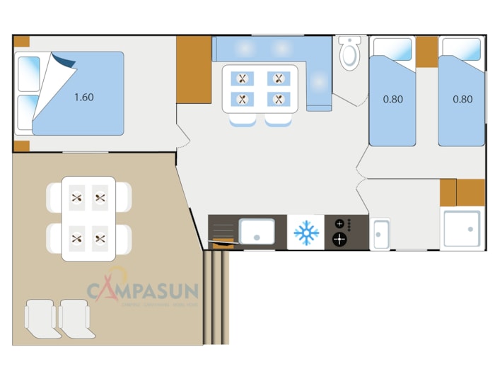 Mobil Home Sainte-Croix - 28M² - 2 Chambres + Tv + A/C