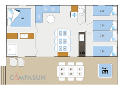 Mobile home Premium Cotignac with private Jacuzzi - 33m² - 3 bedrooms - Dishwasher + TV + A/C — 3