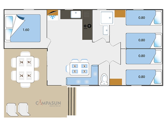 Mobil Home Tourtour - 33M²  - 3 Chambres + Tv + A/C