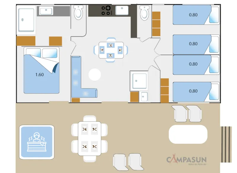 Taos Luxe 40M2 Terrasse 35M2+ Jacuzzi Privatif  - 6 Pers 3 Chambres 2 Sdb - Clim - Lave Vaisselle